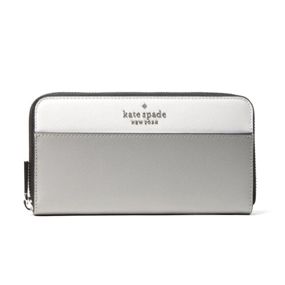 New Kate Spade Staci Colorblock Large Continental Wallet Leather Nimbus Grey - Picture 1 of 3